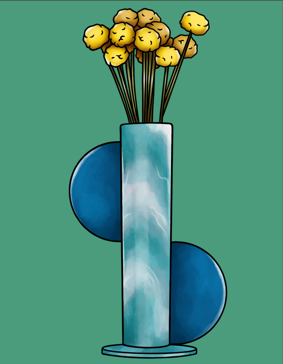 Blue Marble Flower Vase